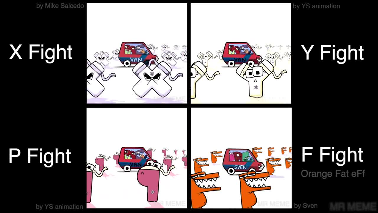 Alphabet Lore but F Orange vs X vs P vs Y Fight