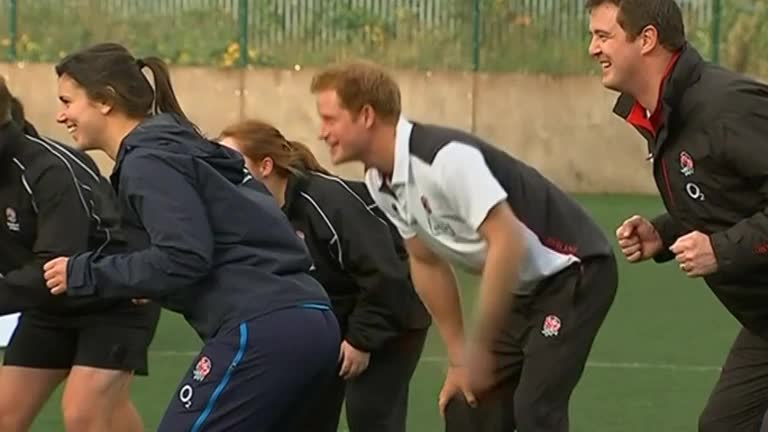 Prince Harry is a rugby trainer for the day