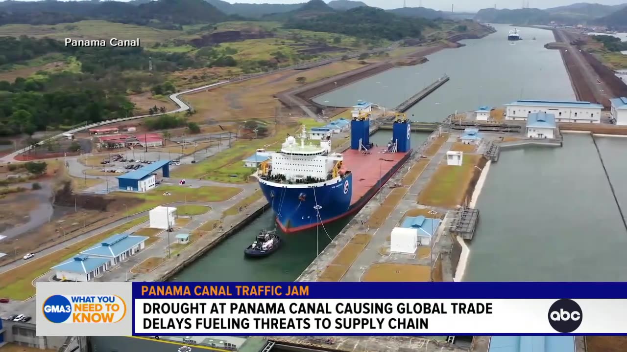 Low water levels causing traffic jam at the Panama Canal