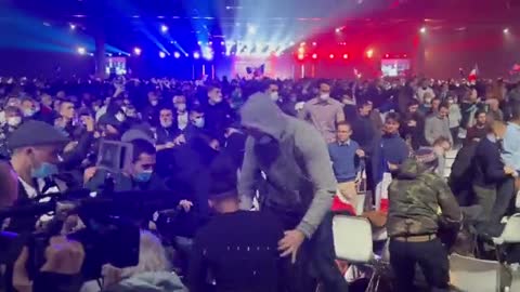 This Evening in Paris massive brawl starts at the Eric Zemmour's political rally