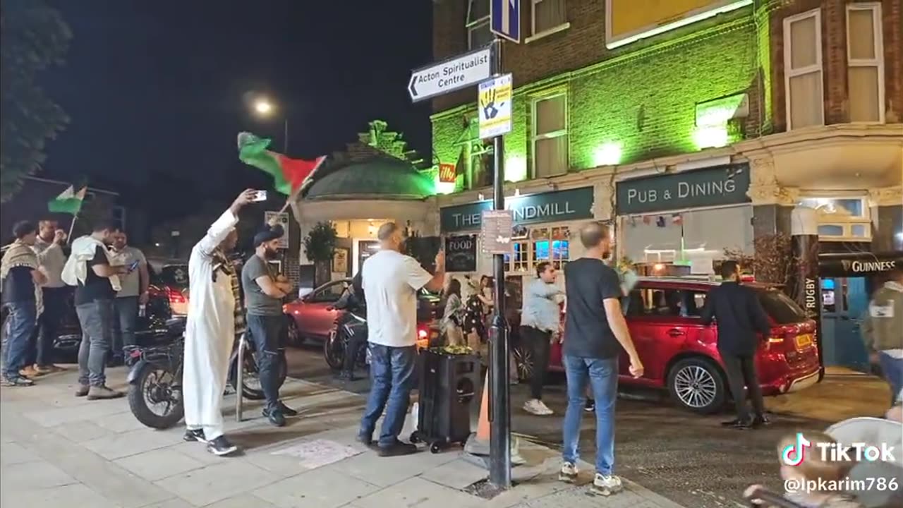 Muslims in London celebrate the atrocities in Israel.