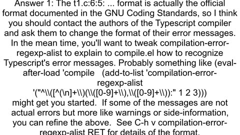 Emacs Typescript error line format output User defined option