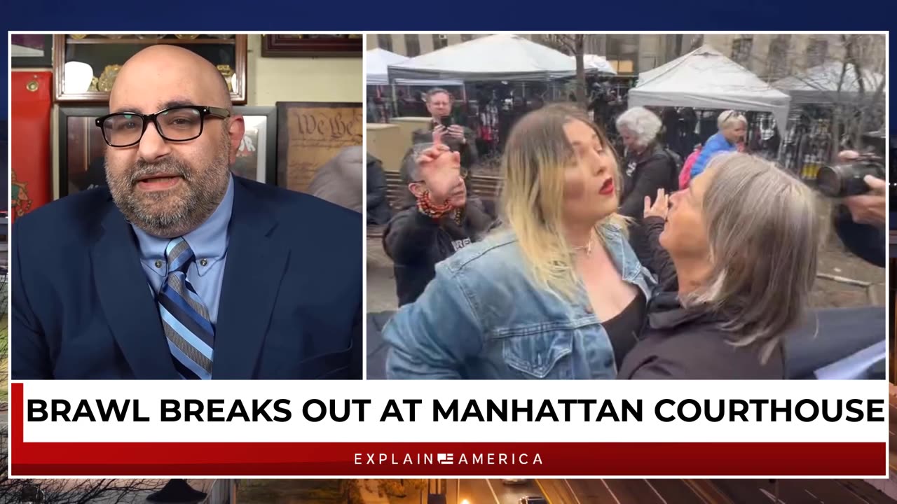 BREAKING: Massive Banner Unveiled In Front of Manhattan Courthouse as Protesters Clash