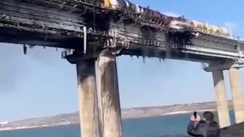 Closer footage from the Crimean bridge explosion.