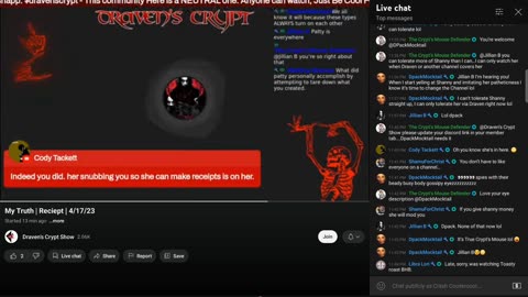 Draven's Crypt lies to his members only chat 4/17/23