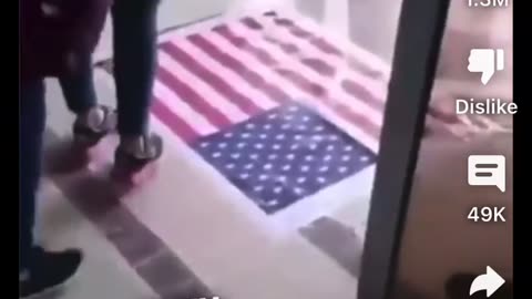 School girls in Iran won’t step on the American flag