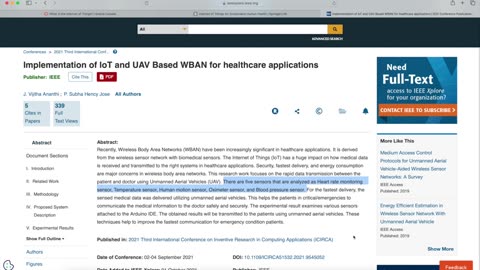 Implementation of IoT and UAV Based WBAN for healthcare applications IEEE