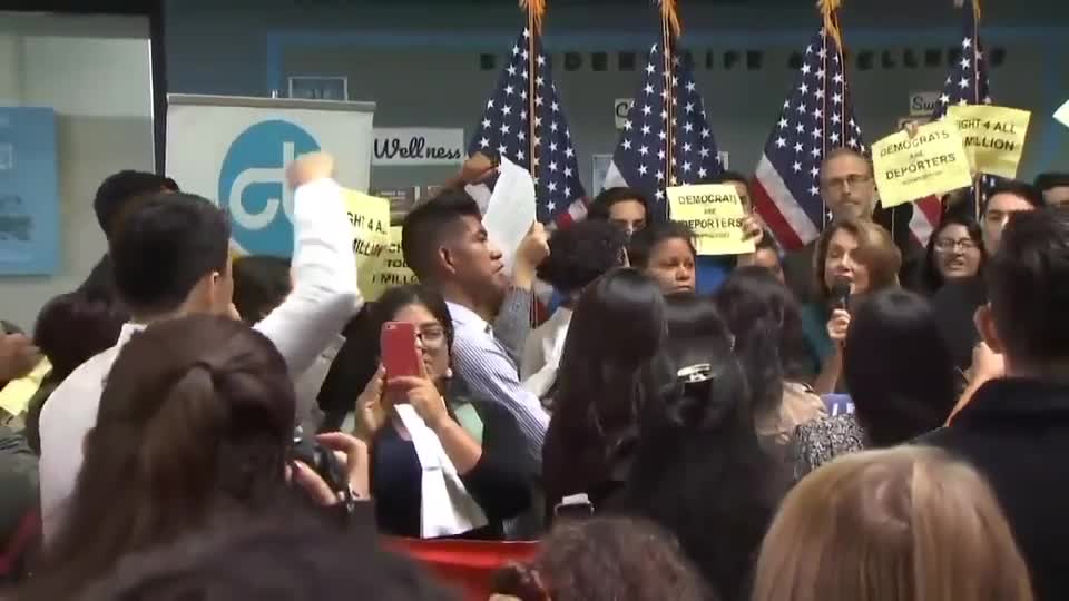 Illegals Demanding Citizenship and Heckling Pelosi