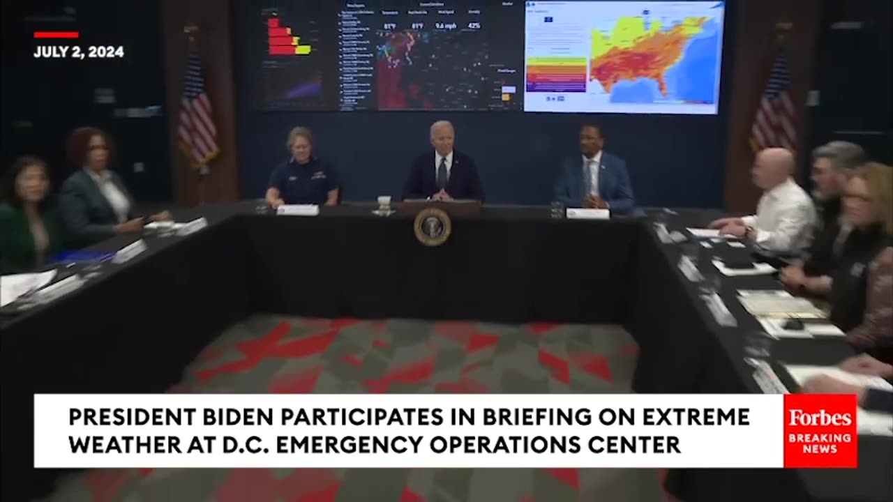 JUST IN- Biden Joins Briefing On Extreme Weather This Summer At D.C. Emergency Center