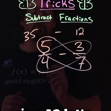 The Butterfly Method for Subtracting Fractions | 5/4-3/7 | Minute Math Tricks Part 143 #shorts