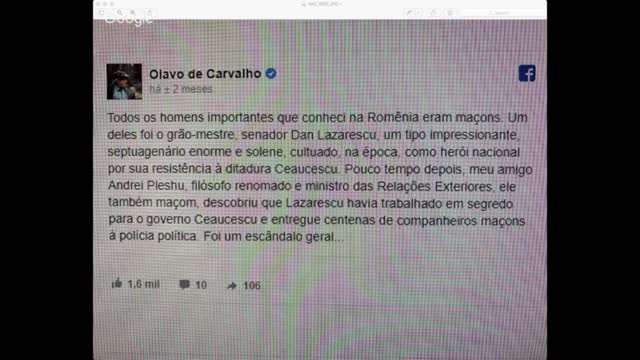 Olavo de Carvalho, Andrei Pleshu e a Maçonaria Romena