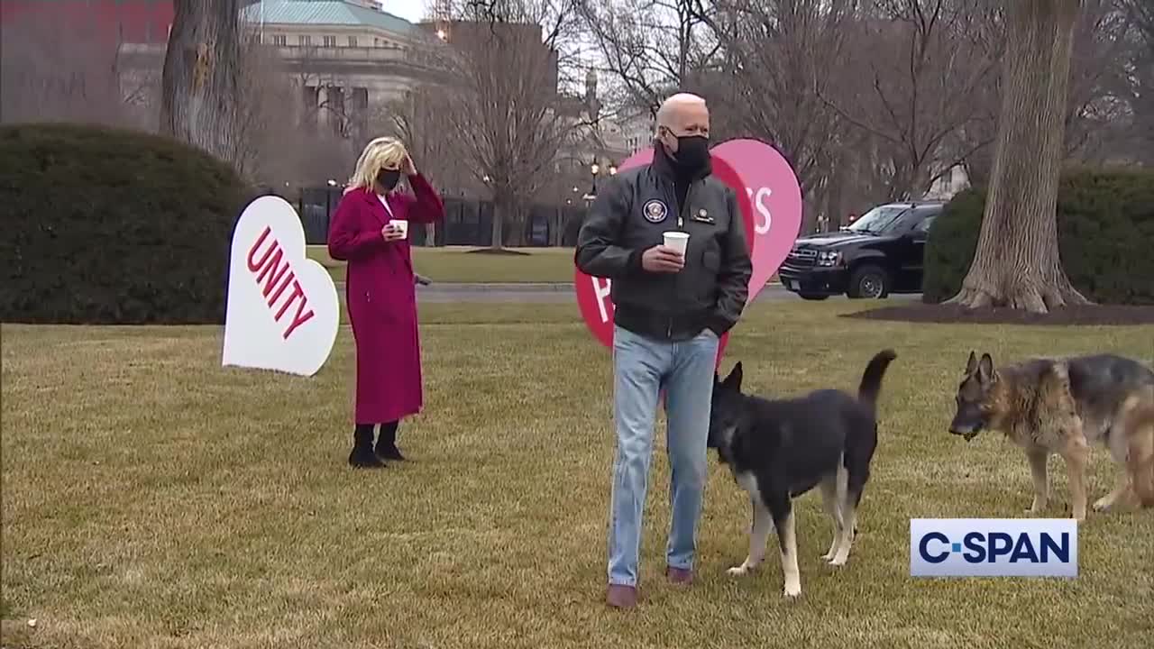 President Biden and First Lady View White House Valentine's Day Decorations