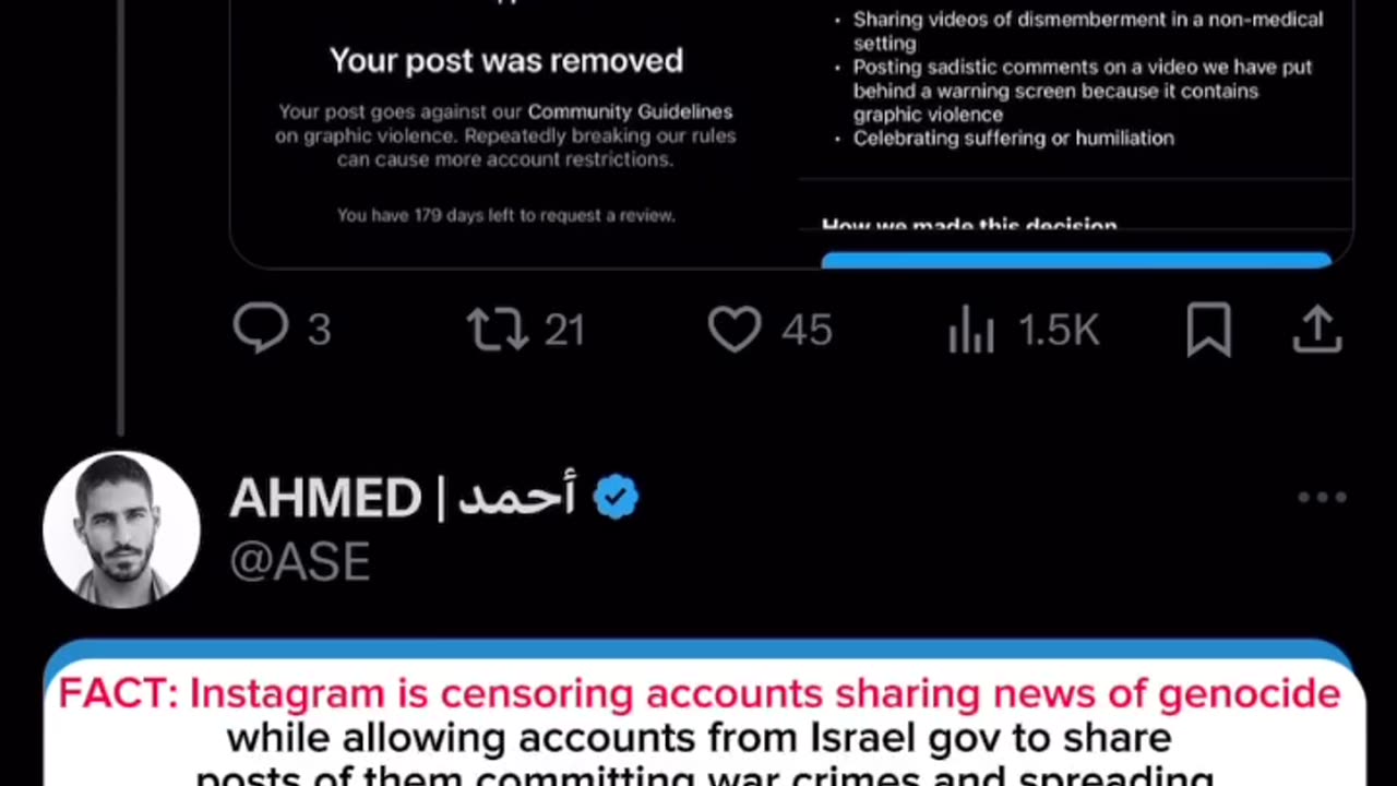 Instagram is censoring accounts sharing news of genocide