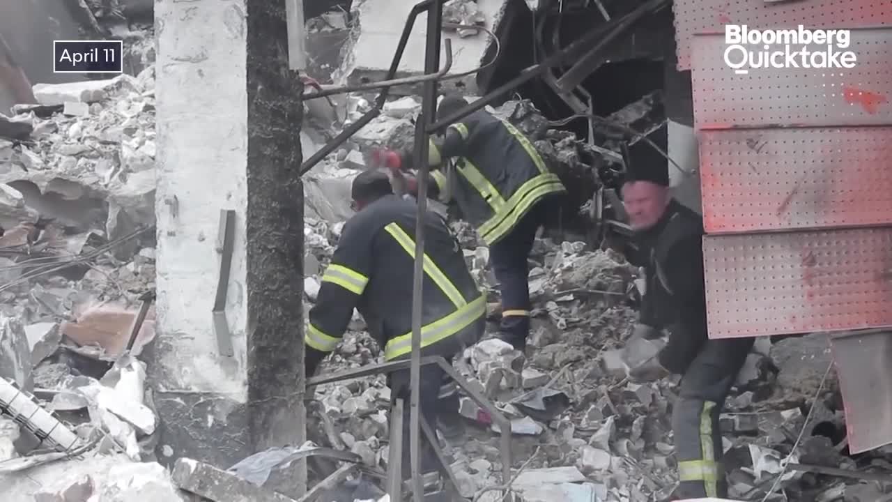Emergency Crews Search for Victims in Mariupol Rubble