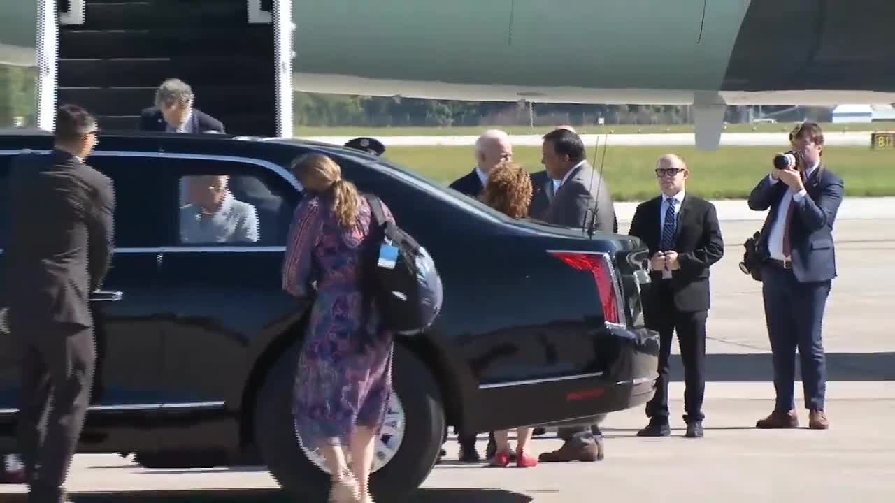 President Joe Biden arrives in Columbus