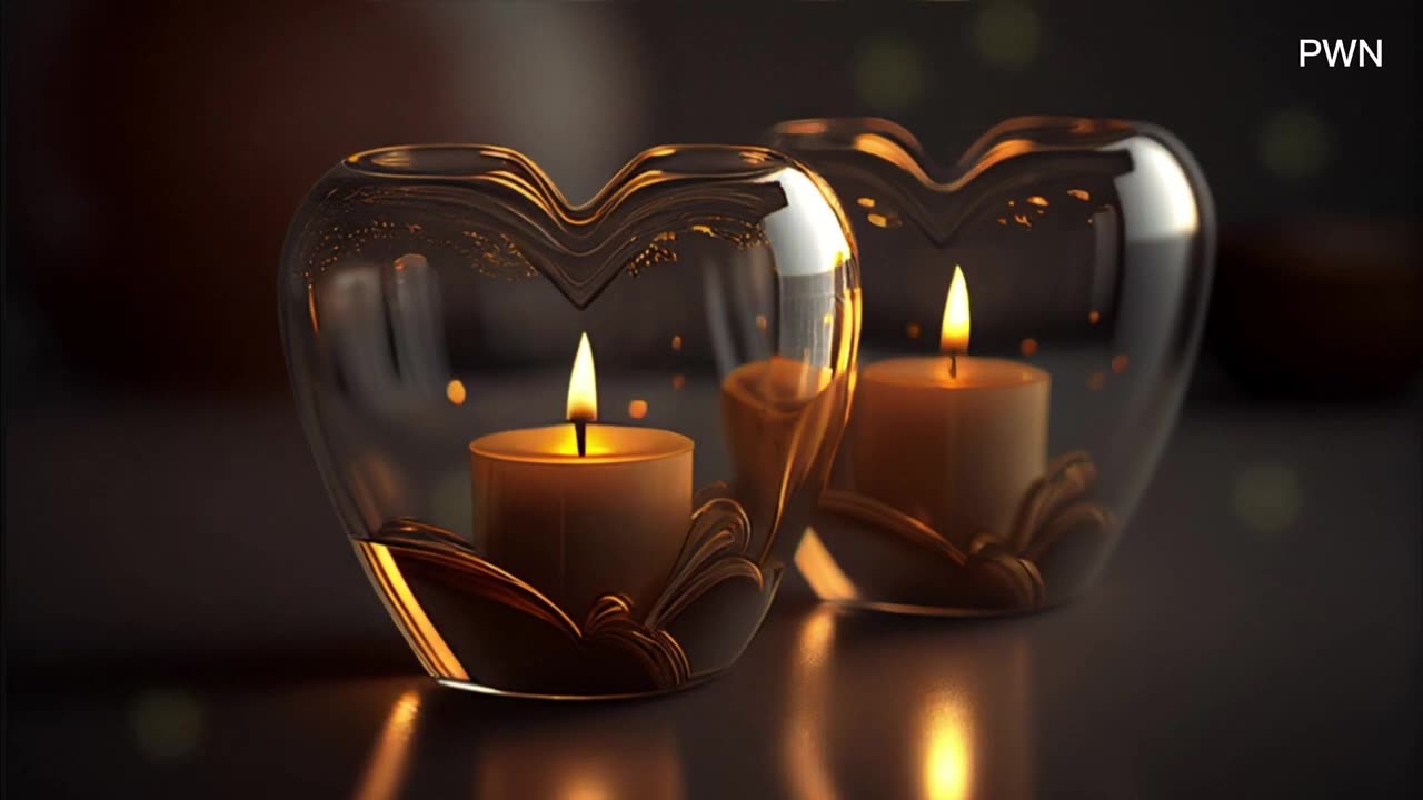 Romantic Candle Heart With Valentine's Day