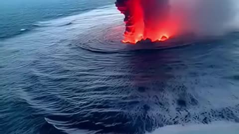 Muncul sebuah Lava api di tengah laut