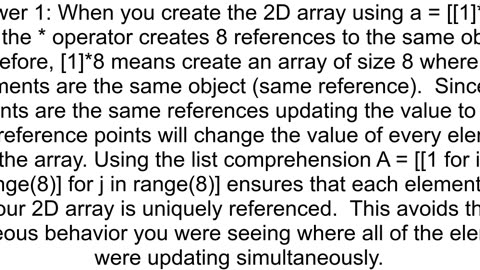 Element array quotmultiplicationquot vs list comprehension initialization