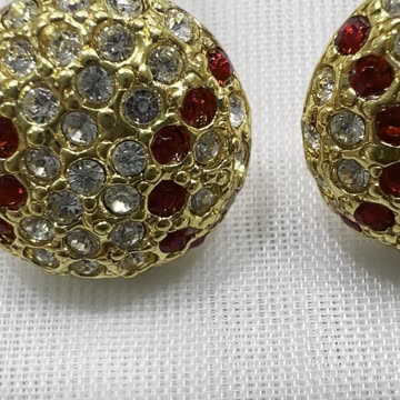 18KGP Baseball Leverback Earrings. Made with Swarovski Crystals. Rare Find.