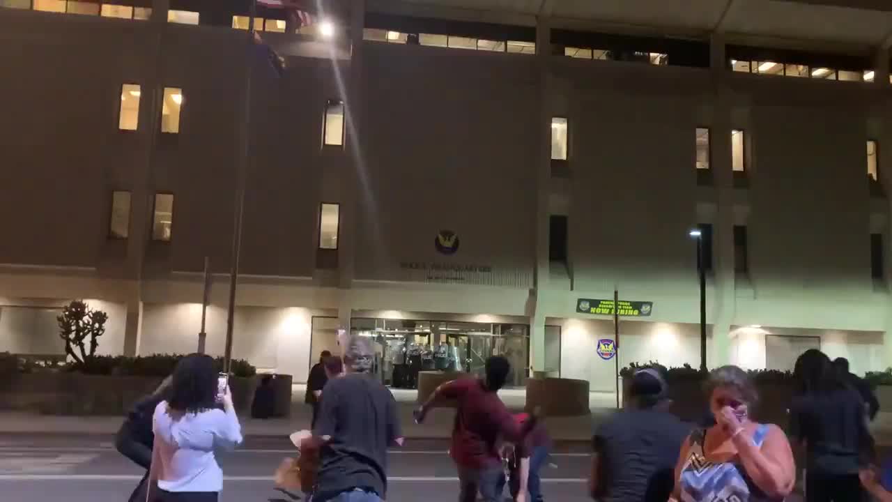 Members of Antifa hurl rocks at Police in Phoenix Arizona