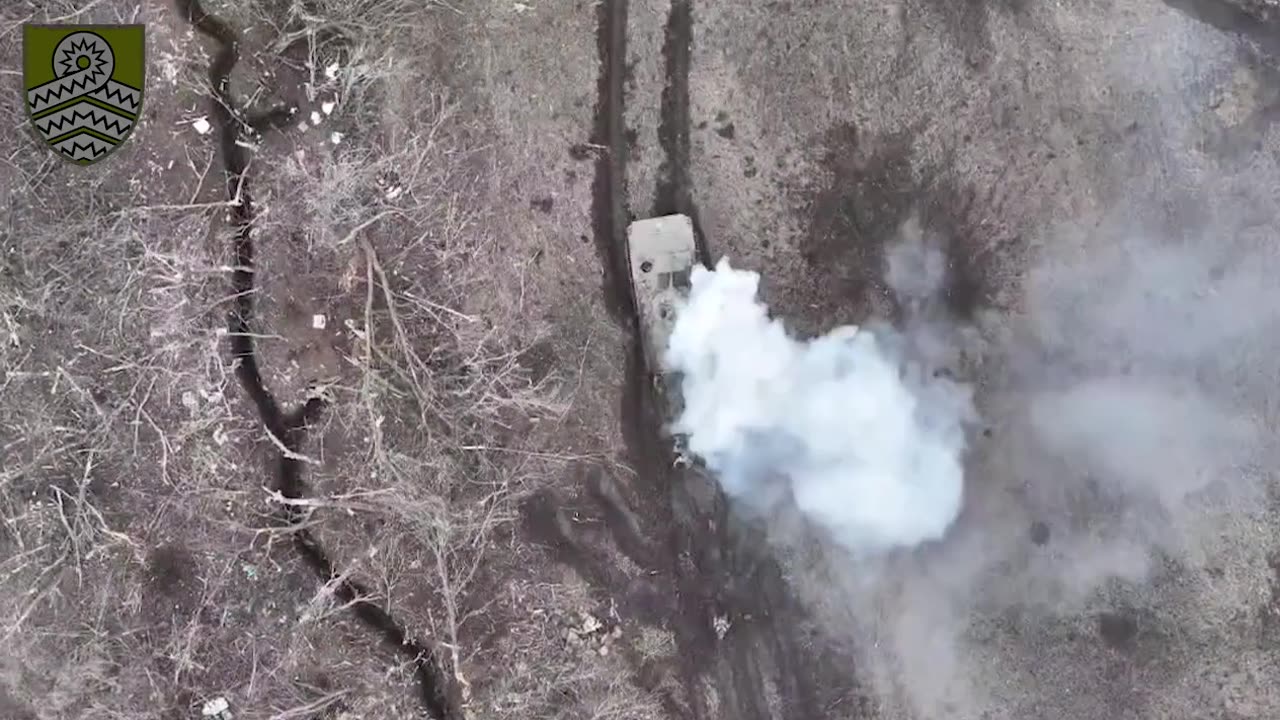 Russians Bail Out of Burning APC