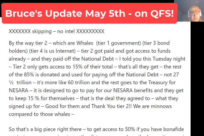 QFS - Bruce's Update Call for May 5th - Gold Backed Banks - not Cabal - More May 10-12-5-7-22