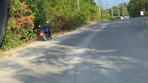 Point of view of a person riding a motorcycle