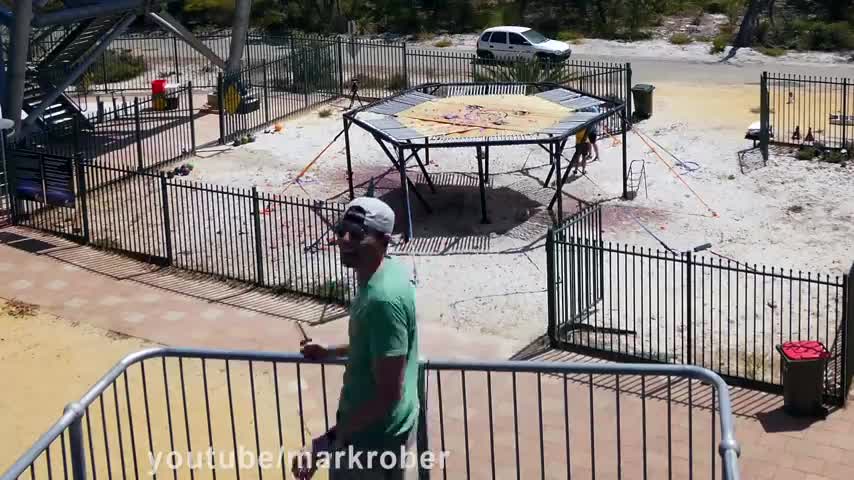 CAR vs. WORLD’S STRONGEST TRAMPOLINE- 150ft (45m) drop