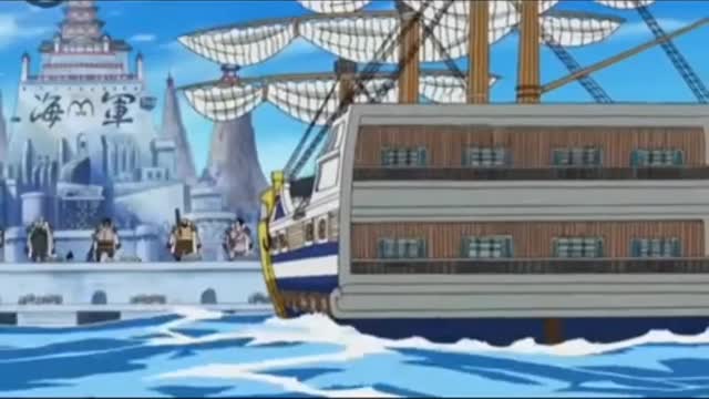 Whitebeard arrives at marine ford.