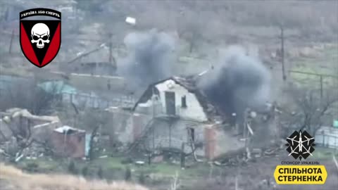 Ukrainian Drone Blows the Roof Off Russian-Occupied Building