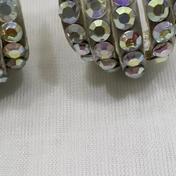 Handmade Unique 1.25” Clip On Earrings with Swarovski Crystal AB