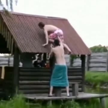 Funny Video Man Fall While Running From His Wife