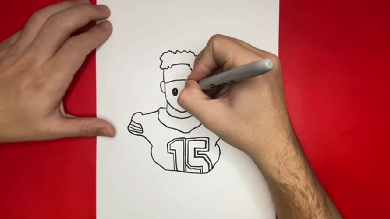 How to Draw Patrick Mahomes Step by Step | Kansas City Chiefs