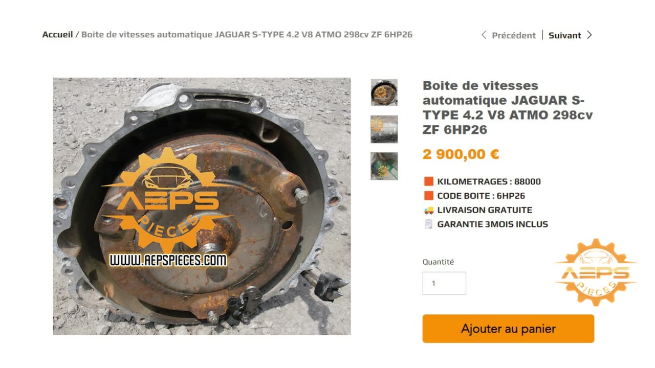 AEPSPIECES.COM - Boite de vitesses automatique JAGUAR S-TYPE 4.2 V8 ATMO 298cv ZF 6HP26