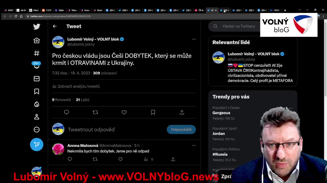 19.4.2023 Lubomír Volný, komentované zprávy Volný blog