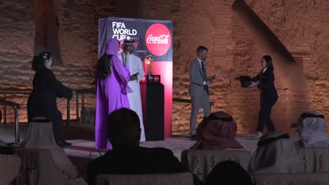 The FIFA WC trophy makes its way to Diriyah's At-Turaif UNESCO World Heritage Site | AFP