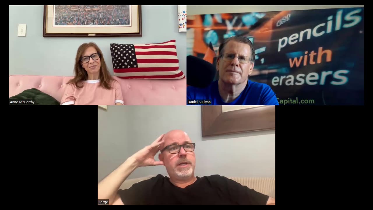 Pencils with Erasers E1 Hosts Danny and Anne. Guest Large (Mike) McCarthy from the NYSE