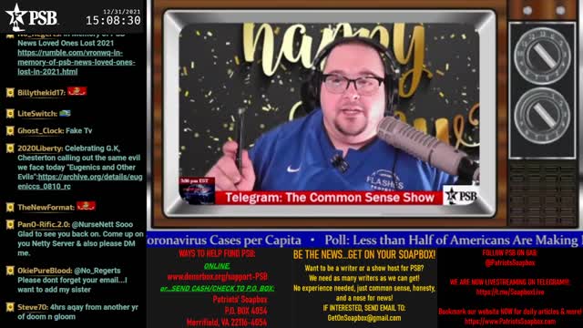 2021-12-31 15:00 EST - The Common Sense Show: Patriot Line Friday with Derek, PATRIOTski & Glry Anon