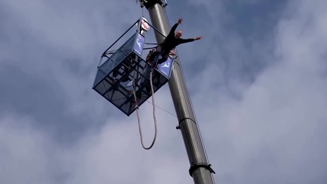 UK's Lib Dem leader bungee jumps into election week