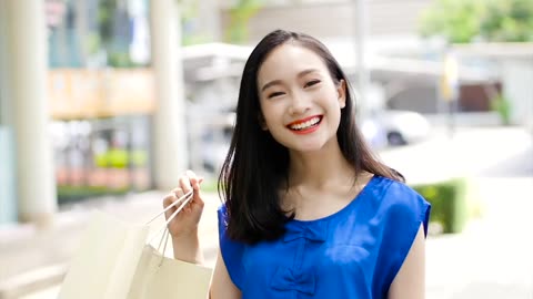 Young girl happy while shopping