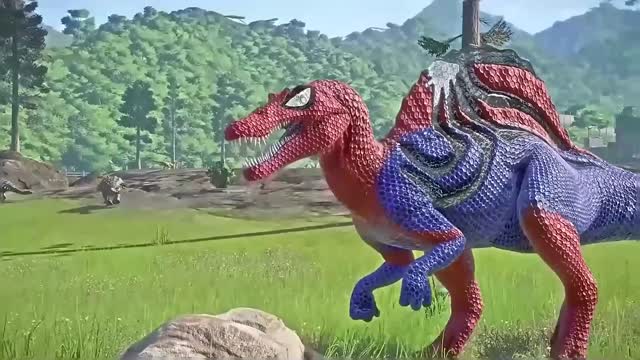 Spiderman Spinosaurus vs Batman, Chomper Dinosaur Fights in Jurassic World Evolution