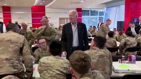 Biden shares pizza, snaps selfies with U.S. troops in Poland