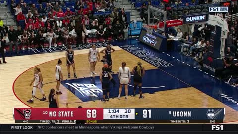 Nika Muhl BREAKS UConn Huskies Assist Record With 15 vs #10 NC State, Paige Bueckers Reacts On Bench