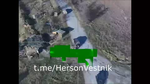 🇷🇺🇺🇦 A Russian kamikaze UAV strikes a Ukrainian military vehicle in the Kherson region