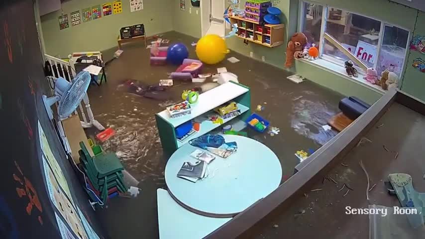 Daycare Facility's Classroom Gets Flooded During Storm