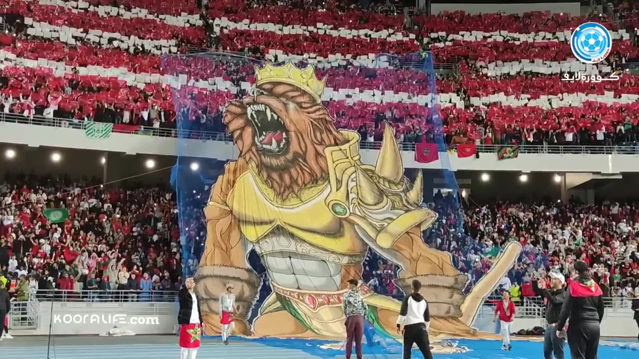 morocco fans in the brazil match against morocco at the tangiers international stadium.