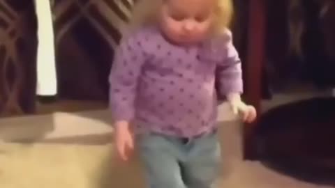 Funny cute little girl dance on cha cha cha