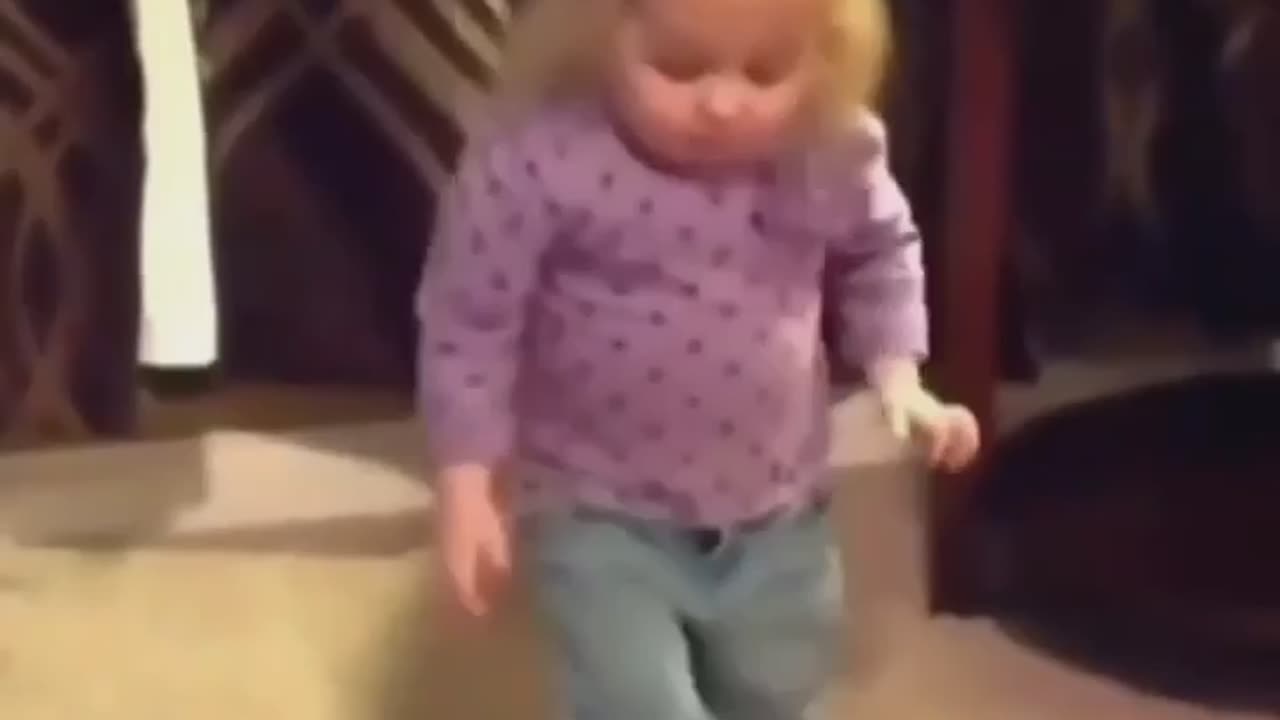 Funny cute little girl dance on cha cha cha