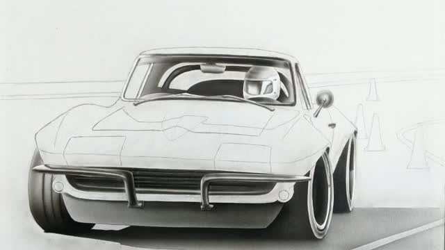 Corvette Airbrush drawing