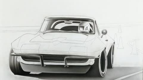 Corvette Airbrush drawing